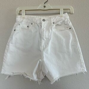 glassons white long denim shorts raw hem high waisted women’s UK 8 / US 4